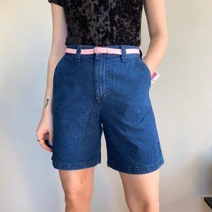 Lee Riders vintage 90s dark wash midi bermuda shorts pink belt size 6